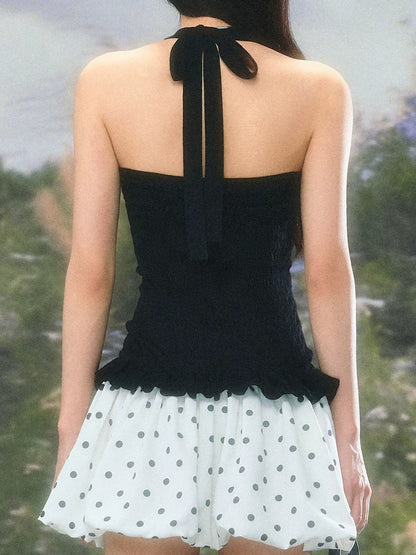 Black Polka Dot Halter Dress