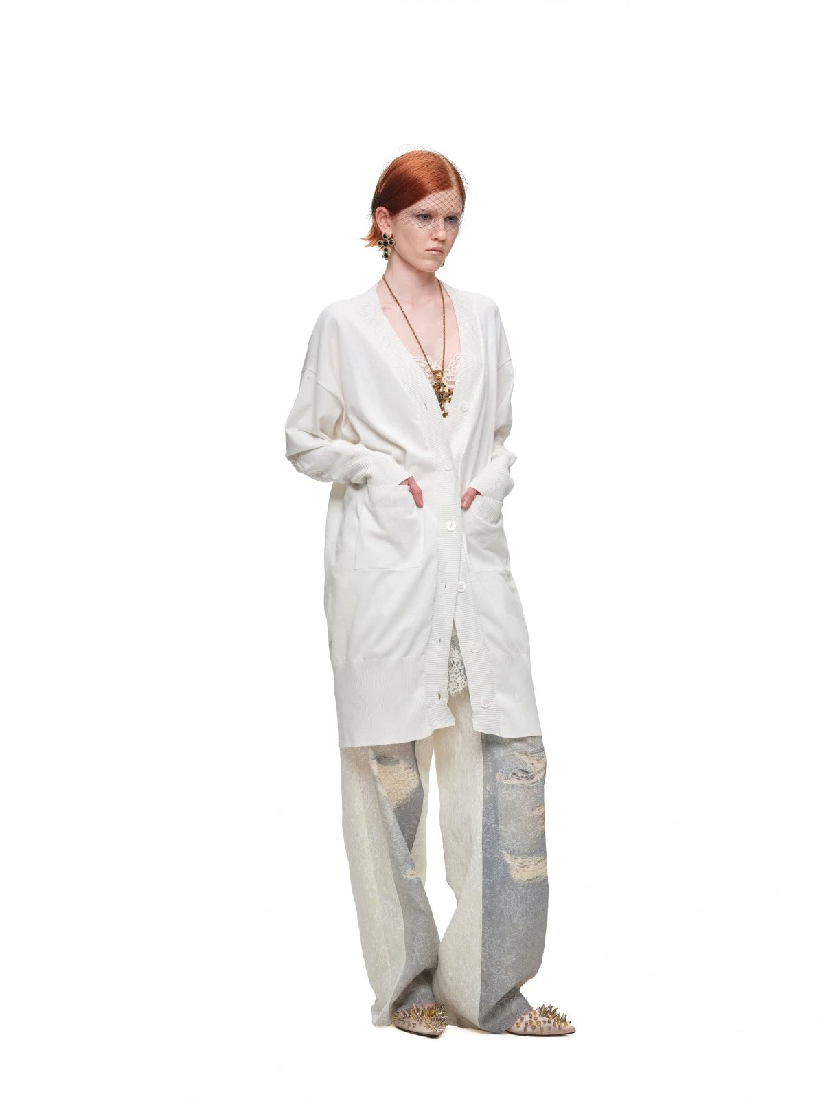 Burnout Sheer Long Cardigan