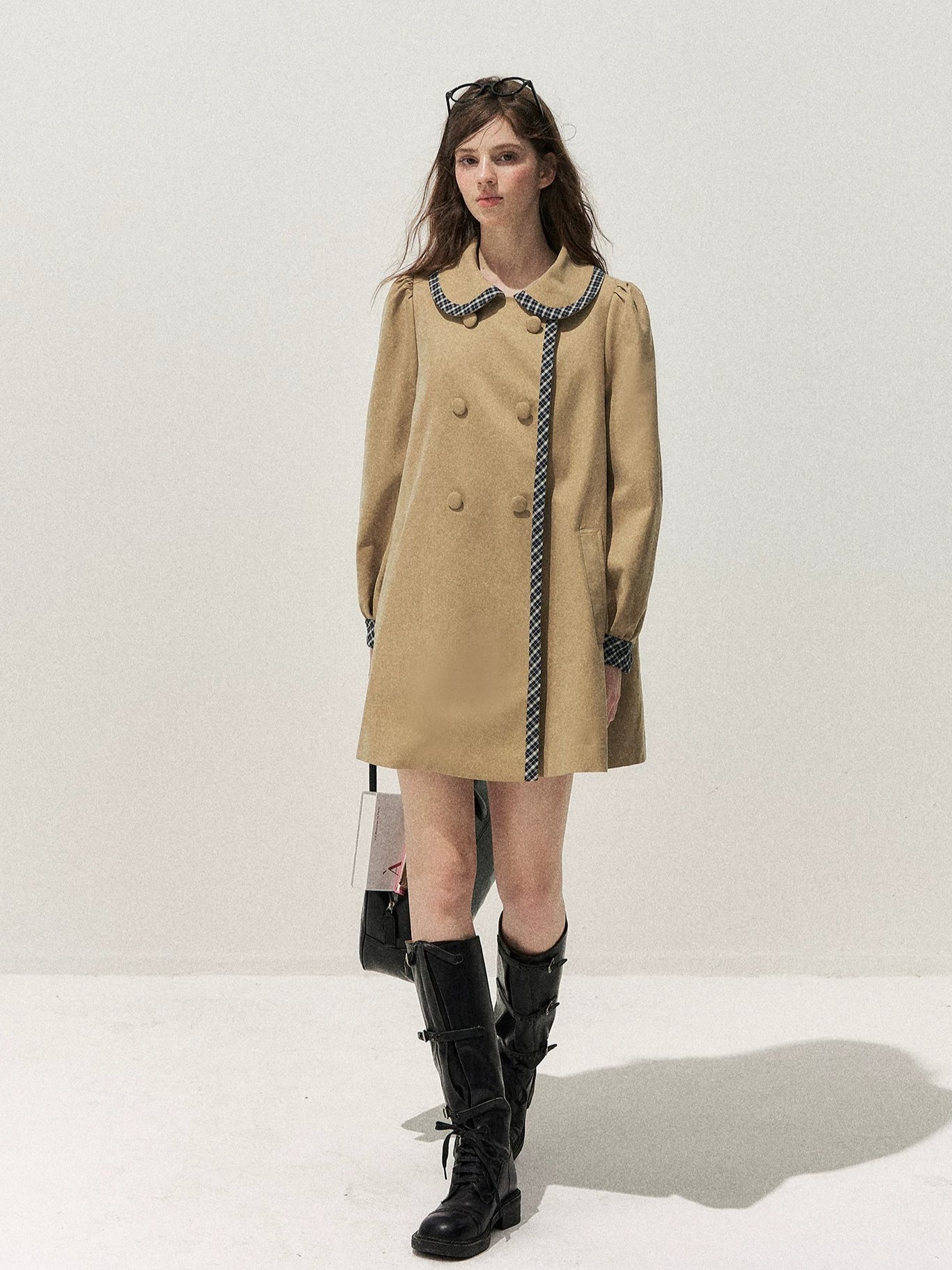 Plaid Peter Pan Trench Coat