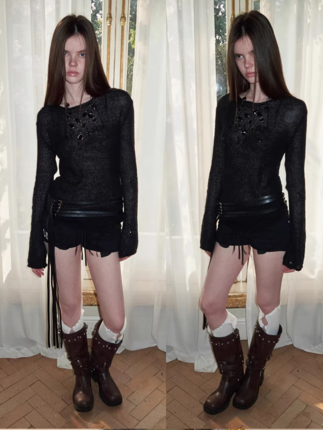 Mohair Sequin Sheer Top