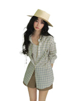 Drawstring Pocket Plaid Shirt