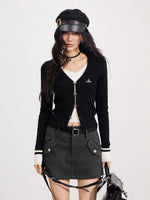V-Neck Fake Two-piece Knit Top