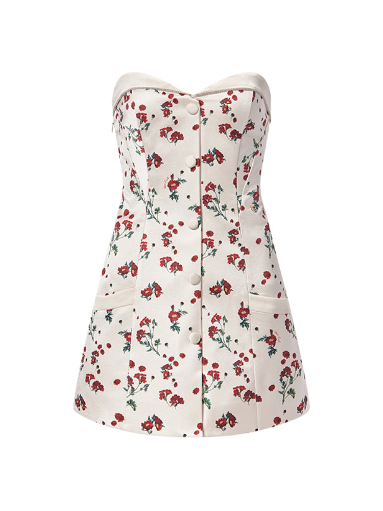 Satin Three-Dimensional Beadwork Halter Dress