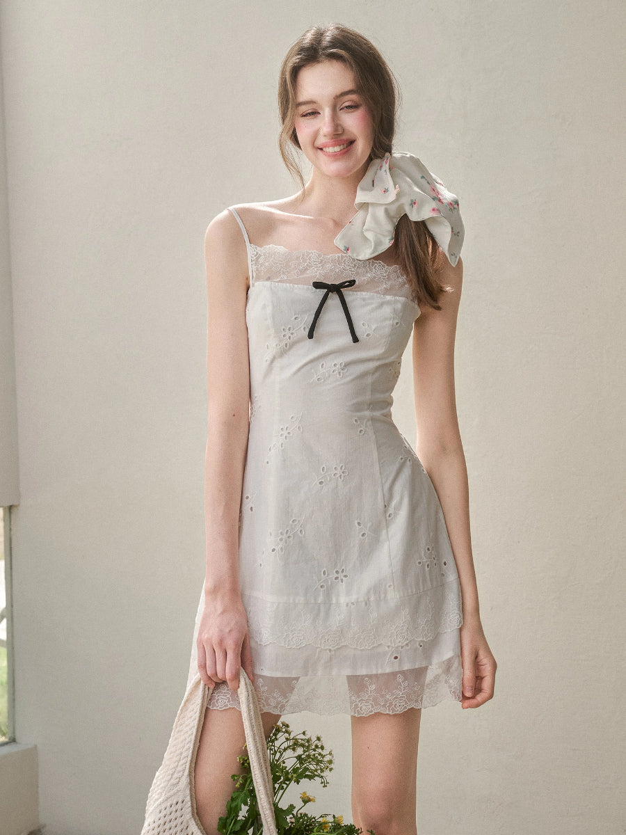 Cotton Embroidered Lace Slip Dress