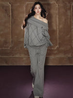 Asymmetric Off-Shoulder Sweatshirt Set