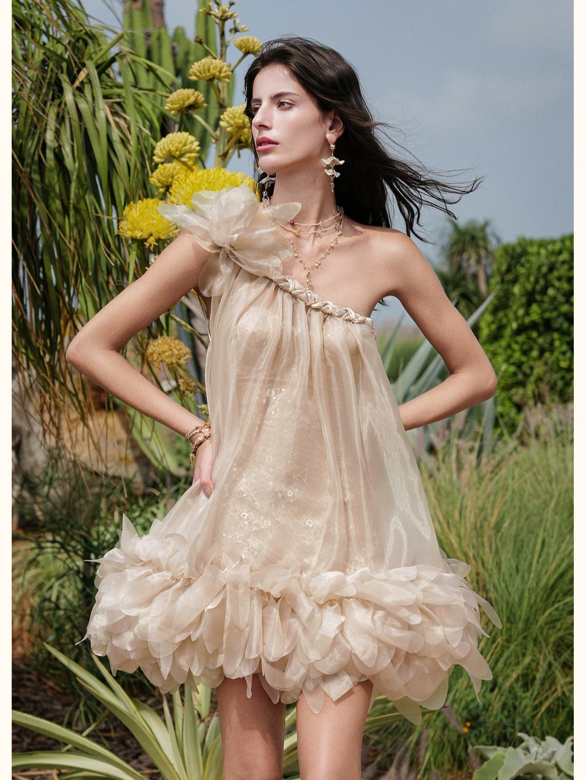 Sequin One Shoulder Backless Dress