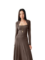 Grey Waistcoat Style Long Dress