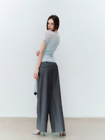 Gray & Khaki Rhinestone Wide-Leg Pants