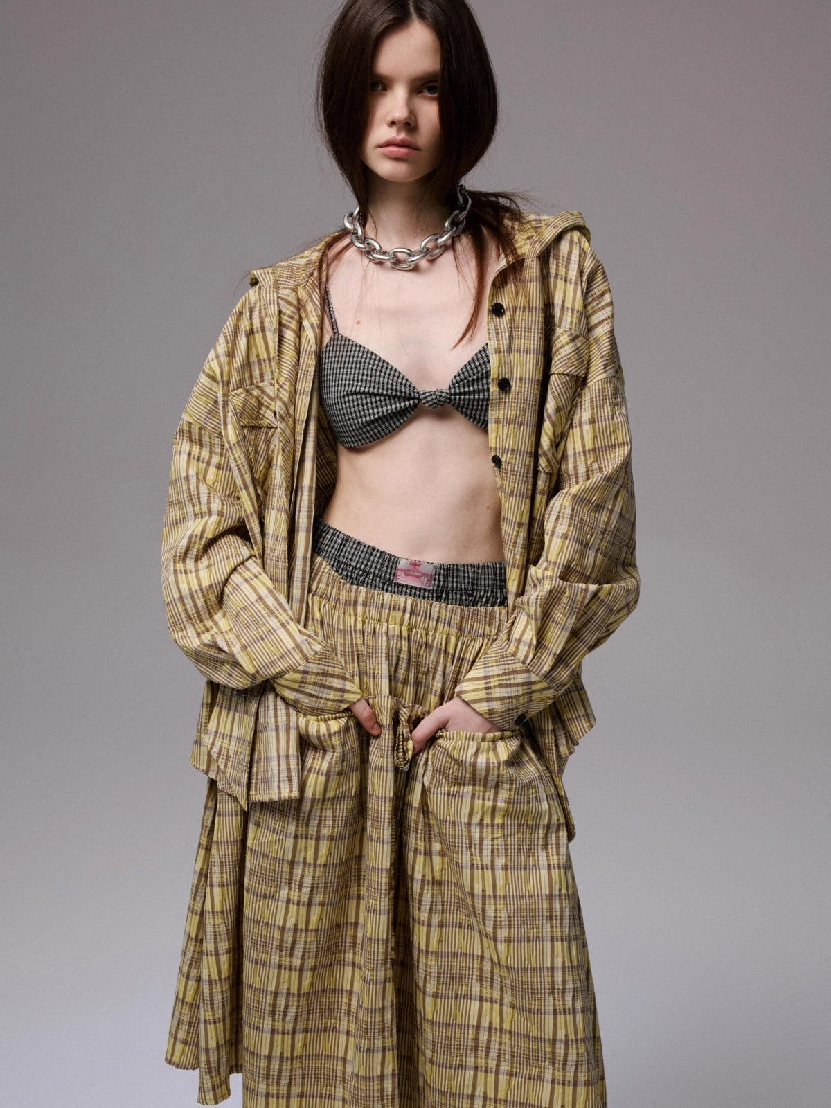 Vintage Plaid Twist Bra