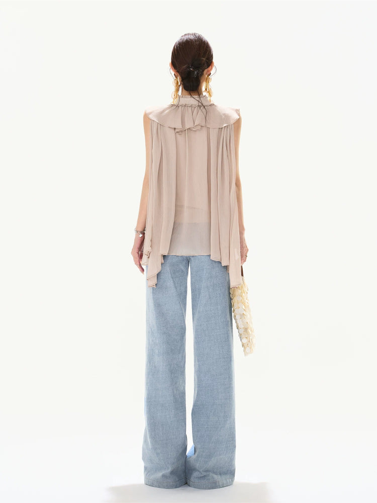 90S Metal Button Wide-Leg Jeans