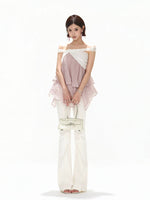 White Low-Waist Flare Pants