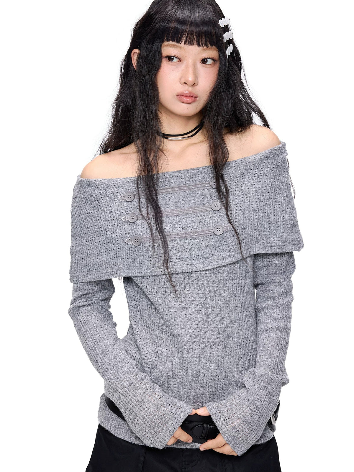 Off-Shoulder Knit Sweater