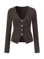 Cable-Knit V-Neck Cardigan