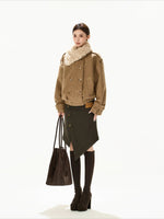 Asymmetric Fur Collar Coat