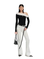 Sculptural Off-Shoulder Knit Sweater