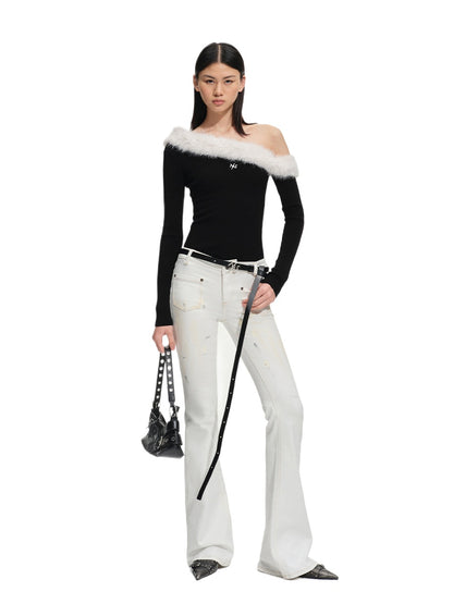 Sculptural Off-Shoulder Knit Sweater