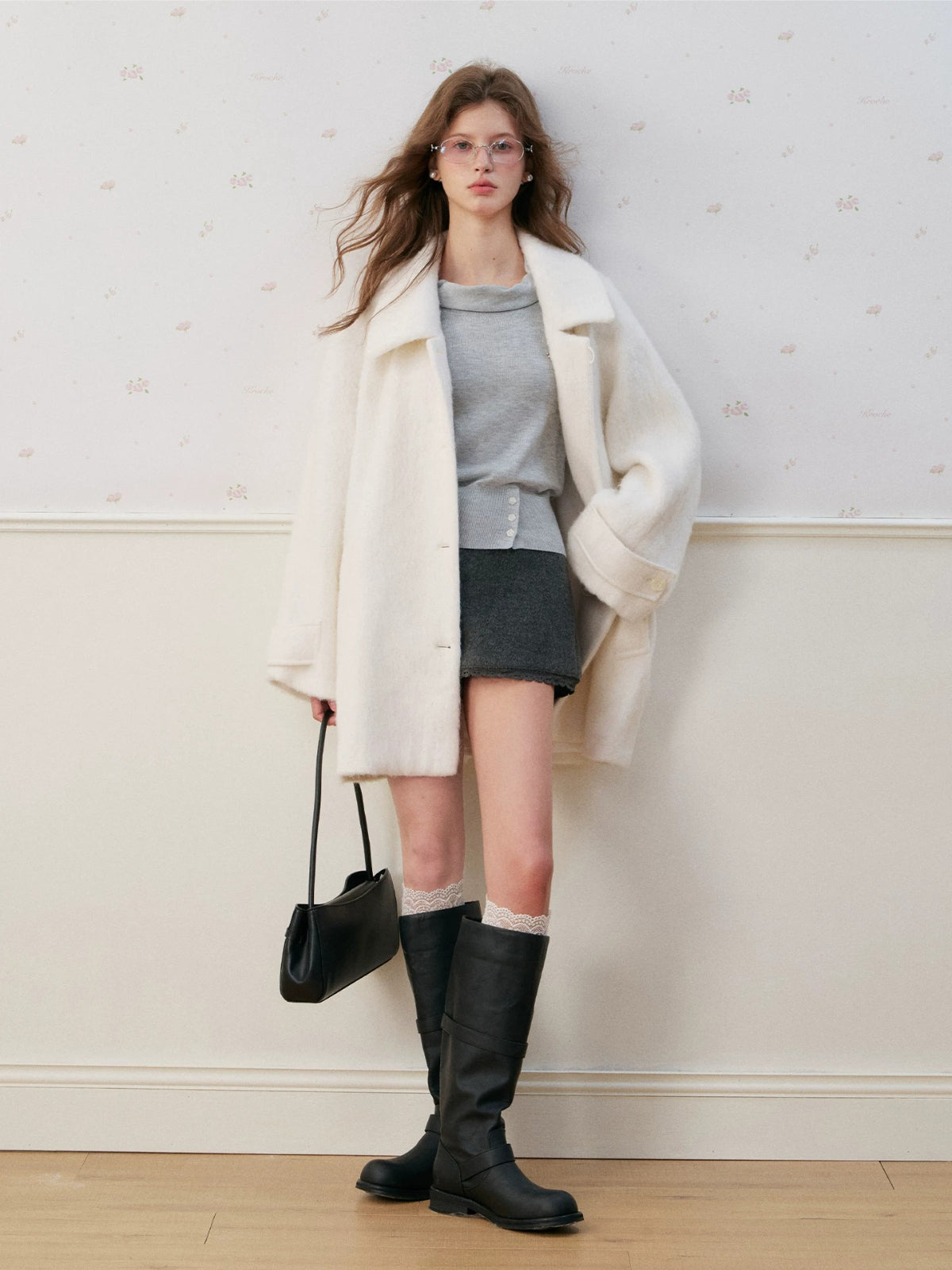 Silk Wool Cowl Neck Knit Top