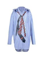 Tie Print Hooded Shirt