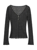 Wool Lace V-Neck Fitted Top