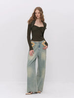 Lace Panel Square Neck Top