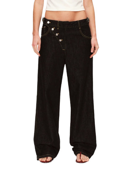 Asymmetrical Raw Denim Jeans