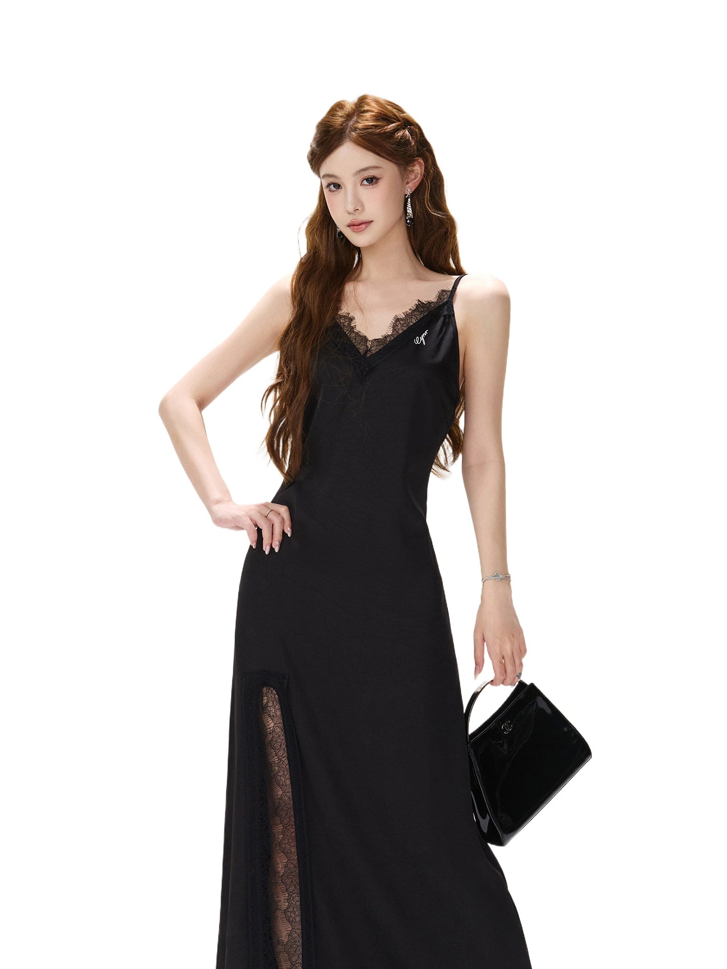 Black Lace V-Neck Dress