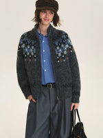 Vintage Fair Isle Zip Cardigan