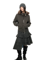 Hooded Cropped Fur Trim Jacket