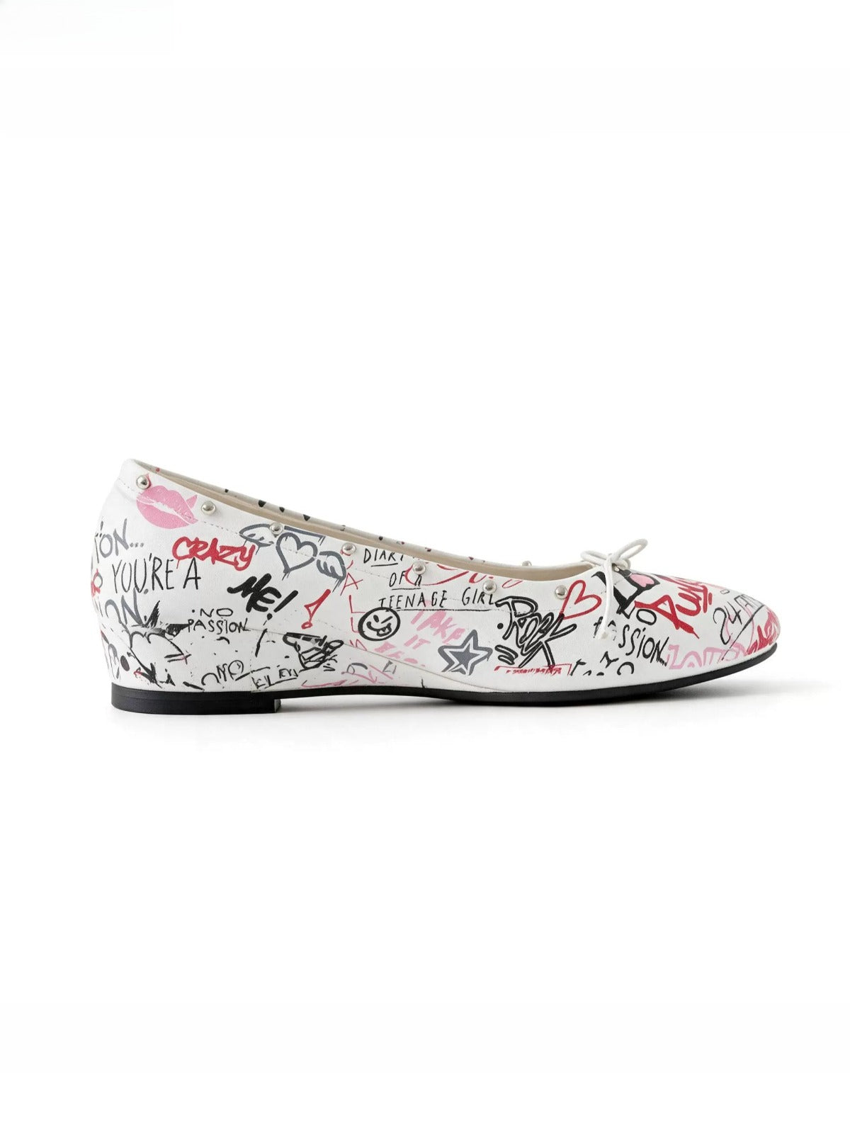 Detachable Strap Studded Ballet Flats