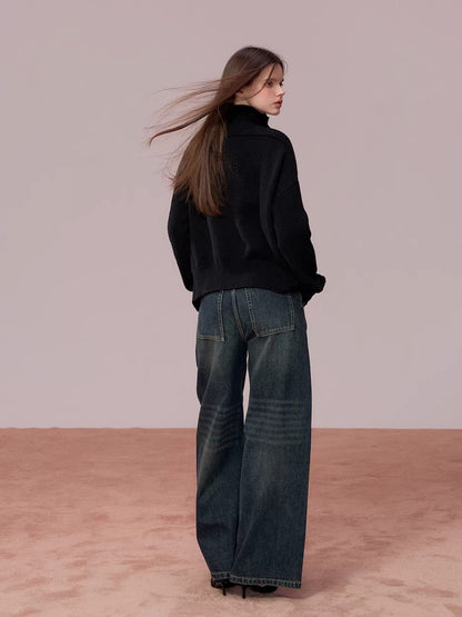 Convertible High Collar Knit Cardigan