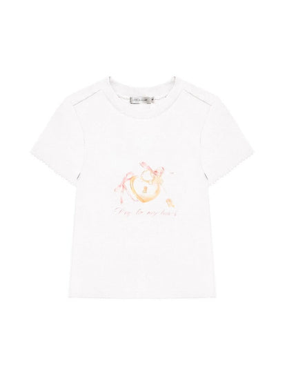 Key Print Contrast-Edge T-shirt
