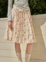Pleated Floral Skirt