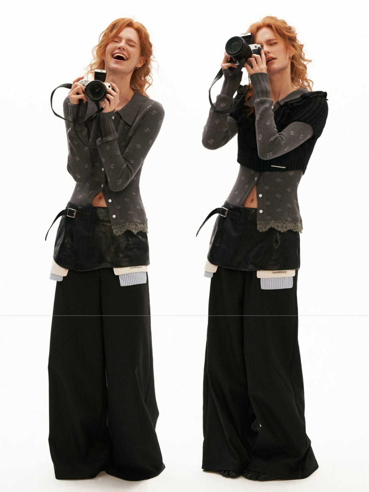 Soft Ruffle Trim V-Neck Cropped Knit Top