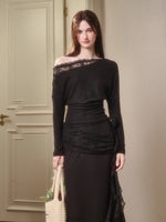 Breathe Lace Off-Shoulder Blouse & Skirt Set