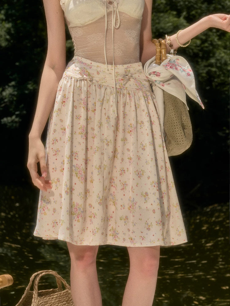 Floral Satin Skirt