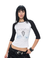 Graphic Contrast Raglan Sleeve T-Shirt