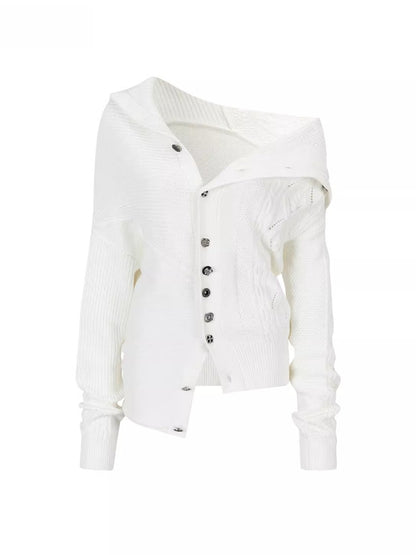 Convertible High Collar Knit Cardigan