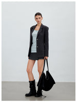 Asymmetric Mock-Layer Heart-Button Skirt
