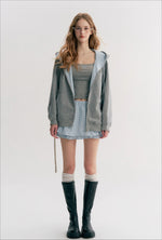 Gray Plaid Hoodie Three-Piece Set