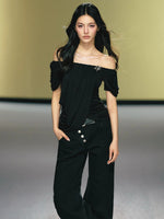 Lyocell One Shoulder Ruched Top