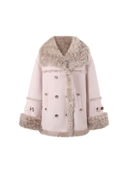 Vintage Suede Faux Fur Coat