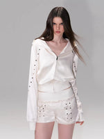 Satin Hoodie Shorts Set