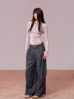 Ribbed Button Waist Knit T-shirt