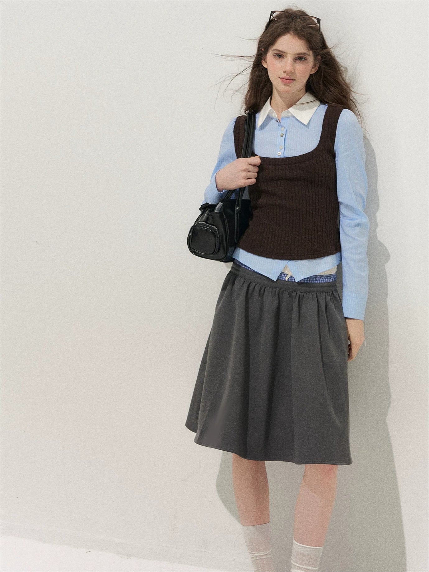 Cable Knit Vest Shirt