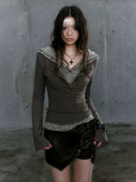 Layered Punk Hooded Top