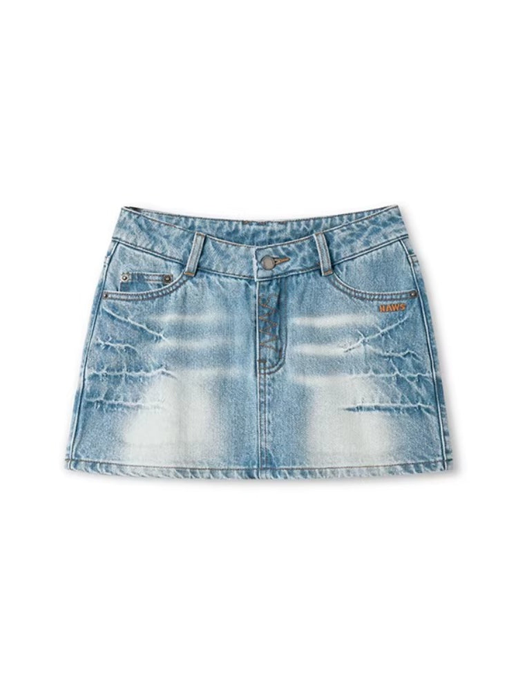 Mineral Blue Equestrian Denim Mini Skirt