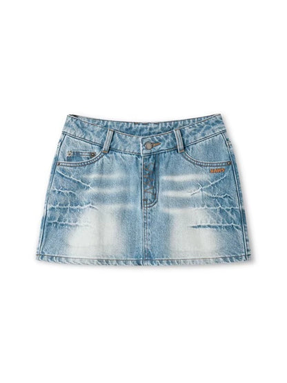 Mineral Blue Equestrian Denim Mini Skirt