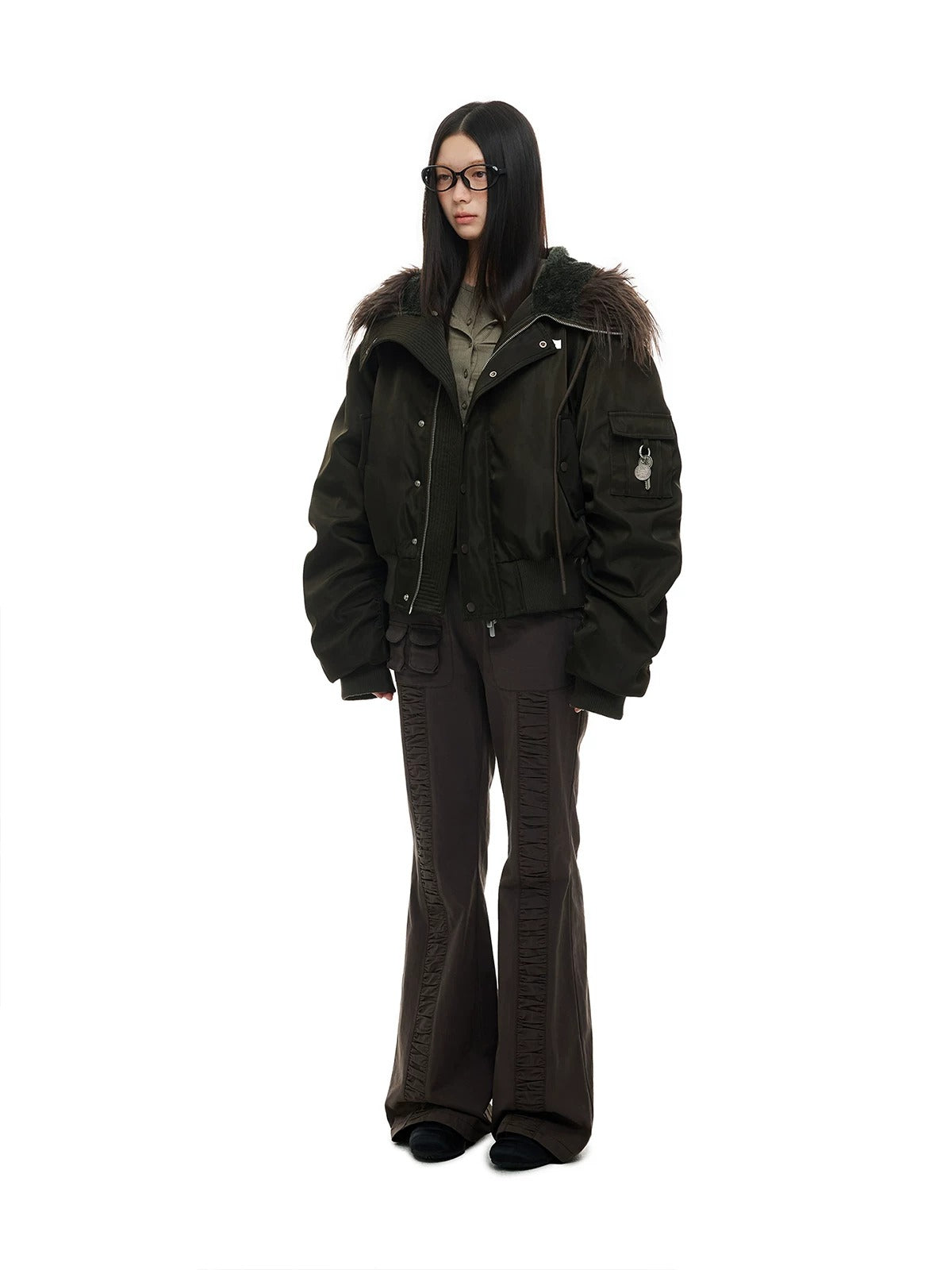 Vintage Hooded Fur Trim Down Jacket