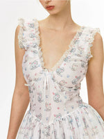 Meow Print V-Neck Dress