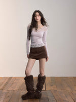 Corduroy Multi-Waistband Mini Skirt